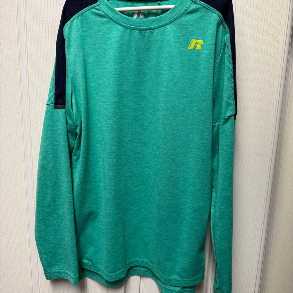 Russell Athletic Green and Navy Kids Shirt